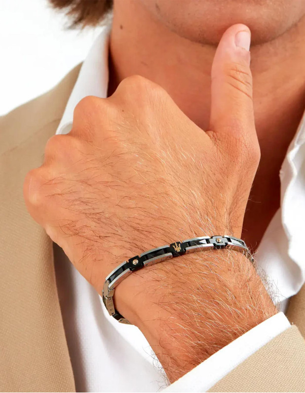 Maserati Men's Bracelet Stainless Steel with Black Ceramic